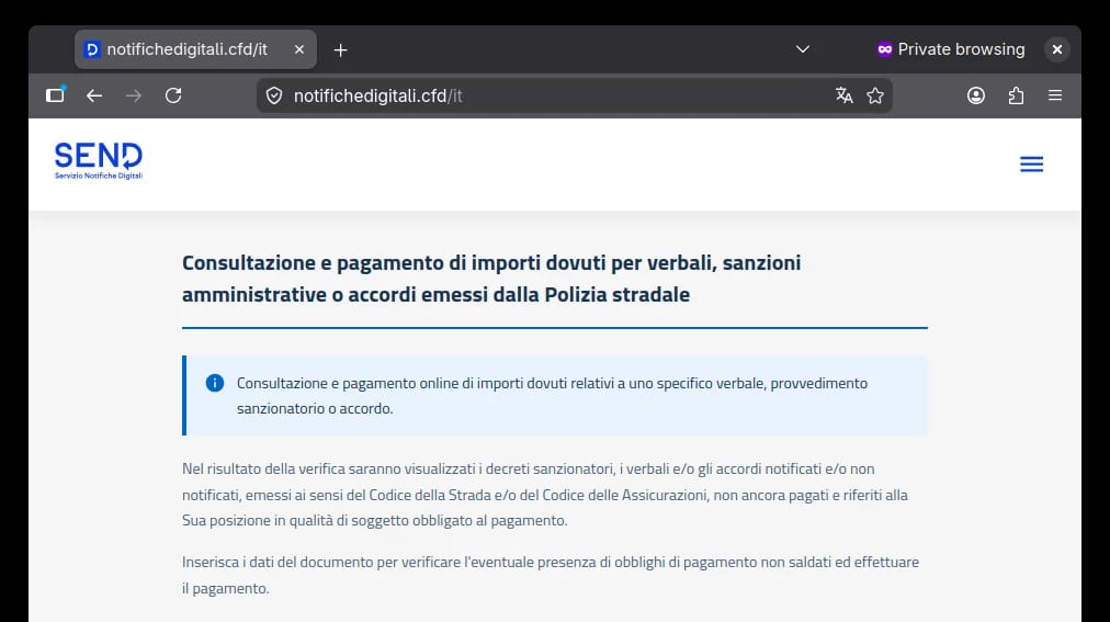Truffe via SEND: allerta phishing per finte sanzioni amministrative