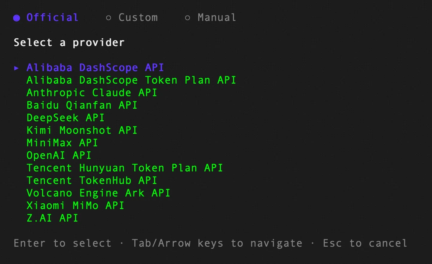 Provider setup